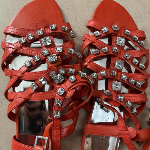Karen Millen leather gladiator sandals coral size 41 like new