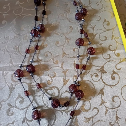 Long necklace used with brown beads, lightweight