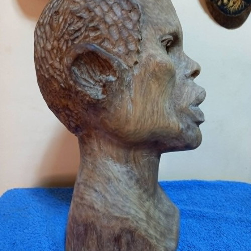 African statue used, handmade wood, ancient art
