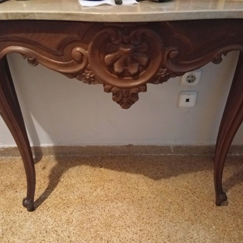 Handmade entry table with marble like new
