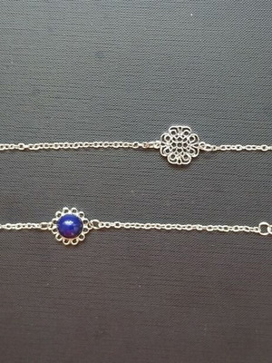Bracelet set with blue stone and filigree flower new