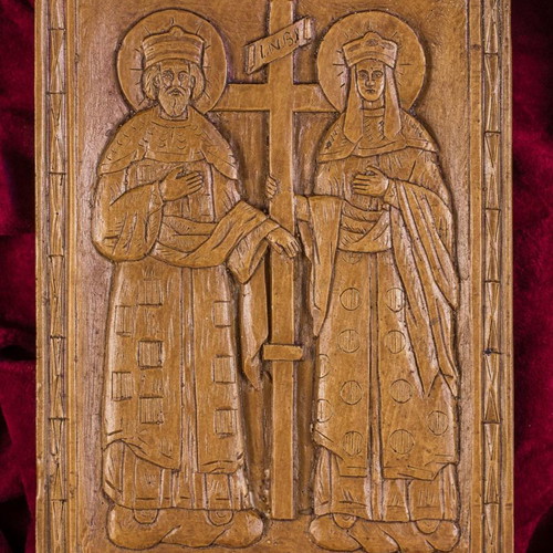 Ag. Konstantinos & Eleni Icon made of Wax, Mastic and Incense