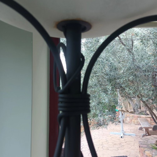 Floor lamp like new, dark brown solid iron with dimmer