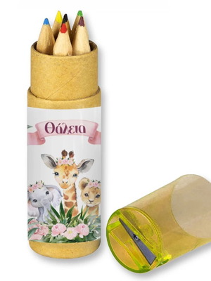 Jungle Animals Colored Pencils Girl 10pcs new with name