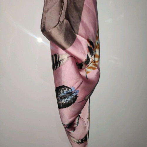 Satin scarf used, pink multicolor, medium size