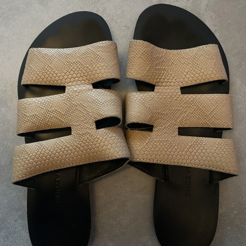 Glamazons leather sandals beige snakeprint size 39