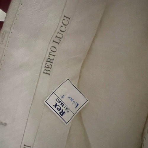 Berto Lucci Milano suit official 100% linen new, white