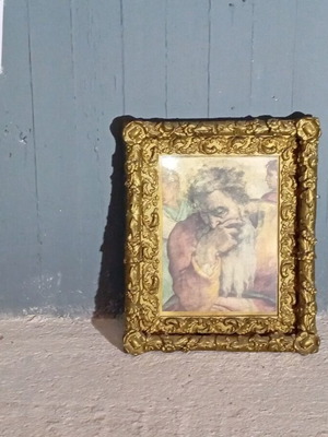 Vintage giclee print Pensive Man with Victorian style frame like new