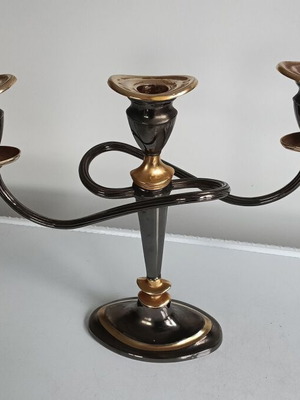 Свещник канделабър метален немски vintage като ново с три рамена