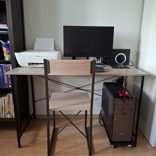 Computer desk with metal frame