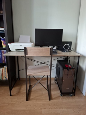 Computer desk with metal frame