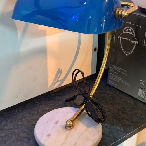 Blue desk lamp new with marble base retro style