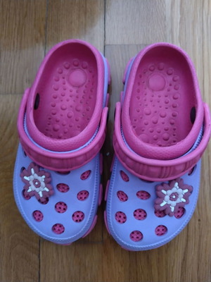 Children's slippers size 27 like new, pink multicolor
