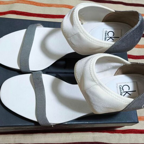 Calvin Klein women's sandals used, white and gray, size 40