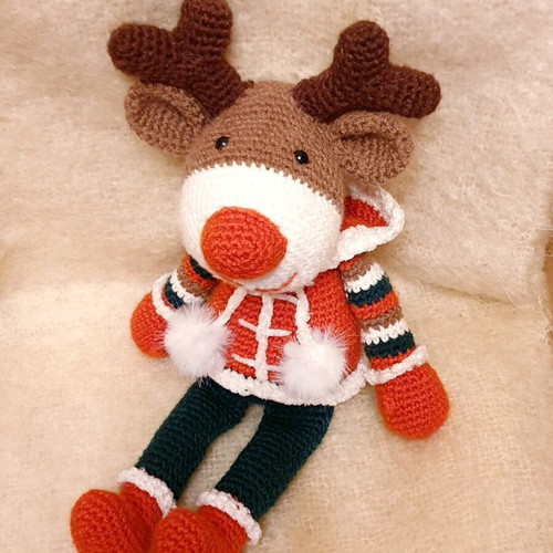 Amigurumi Reindeer Doll Handcrafted Knitted New