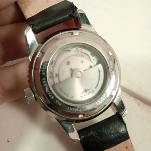 Elysee Automatic White Watch Dusseldorf Germany 3 ATM, unused, leather strap