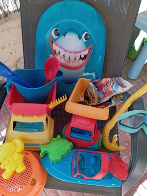 Beach toys used, set with trucks and accessories