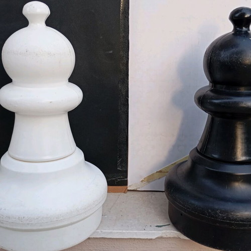 Chess pawns used, 2 large plastic pieces