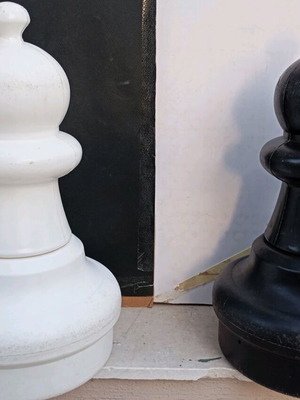 Chess pawns used, 2 large plastic pieces
