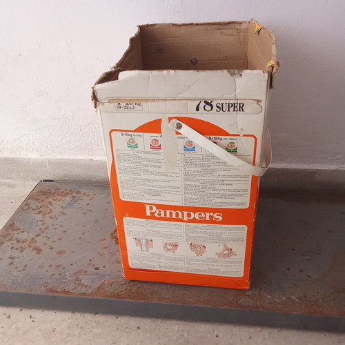 Collectible Pampers box used, red PASOK Koskotas 1980