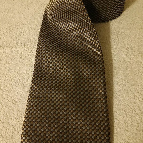 Men's tie beige with gray polka dots handmade new