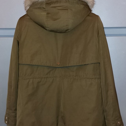 Zara women's khaki parka jacket like new with fur lining medium