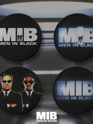 Men in Black pins new set of 4 large badges 3.2 cm diameter