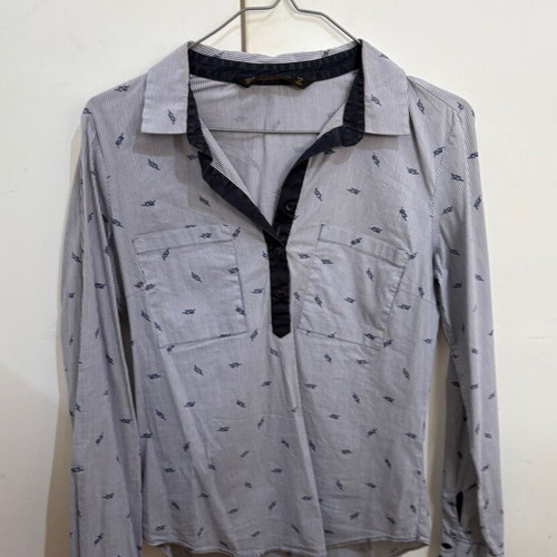 Zara blue striped shirt used, poplin, wrinkle-free fabric