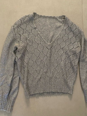 Lurex silver knit sweater used, size XS, gray
