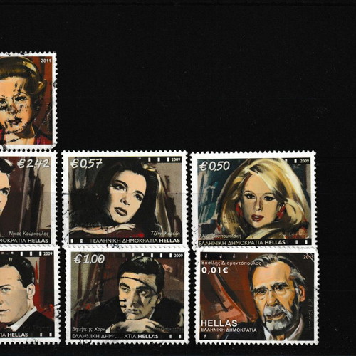 Greek actors stamps used, period 2009-2011