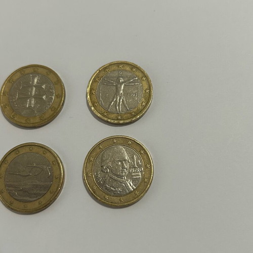 Collectible 1 Euro Coins used, pack of 6