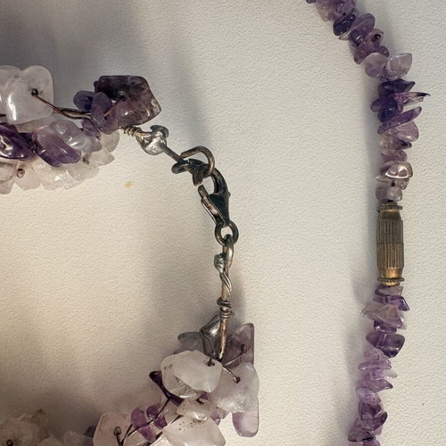 Handmade jewelry set with amethyst, 3 pieces used