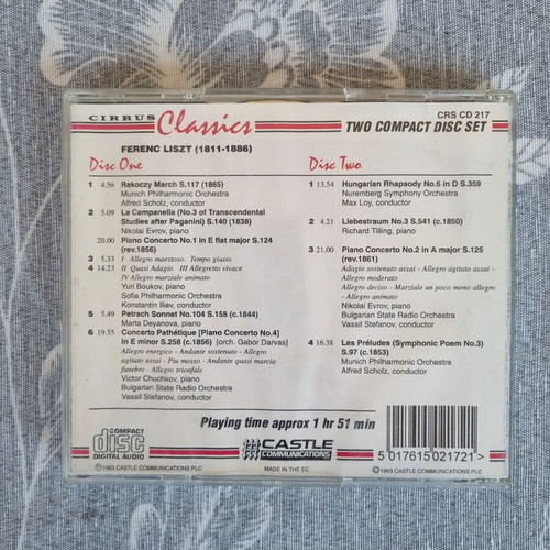 Ferenc Liszt Piano Concertos 1 & 2 2 CD set like new, classic