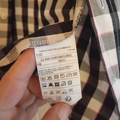 Benetton boys' shirt new, black and white, size 110 cm