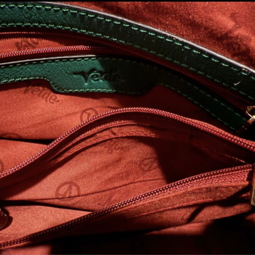 Verde handbag used with colorful Italian flag design, leather