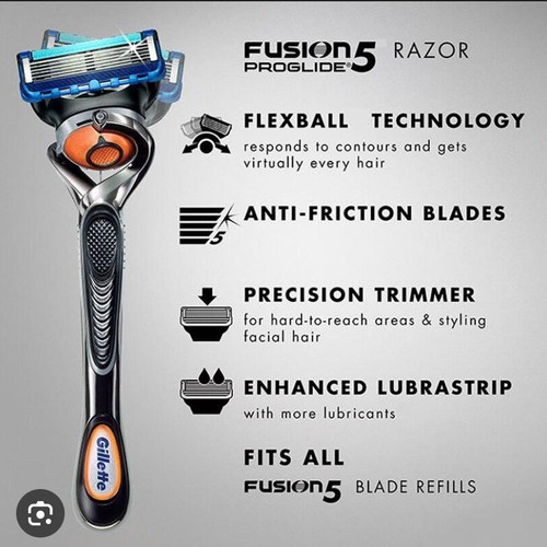Gillette Fusion ProGlide razor with FlexBall technology and metal handle new