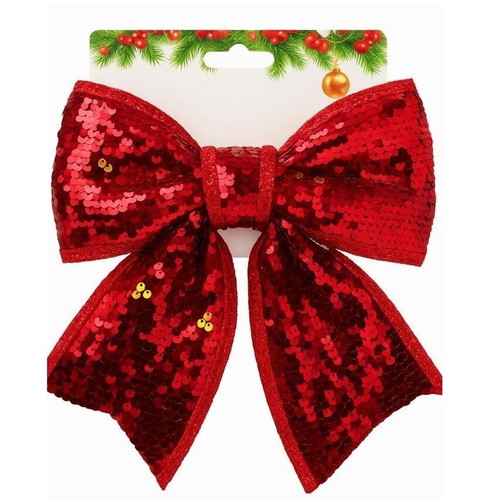 Decorative bow with red sequin 24x20cm new