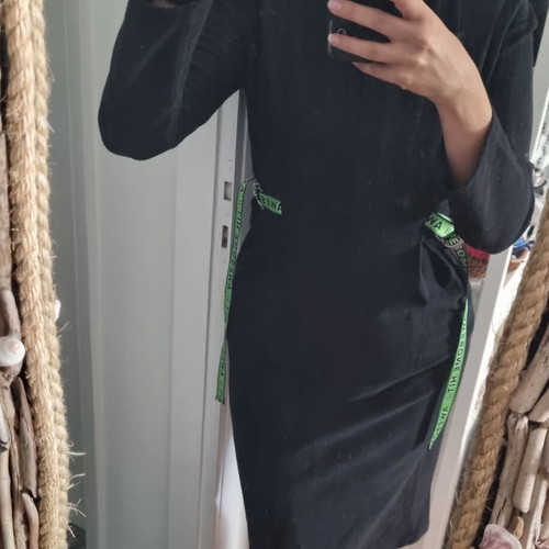 Zara midi dress with green adjustable straps like new, black