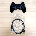  Γνήσιο καθαρισμένο χειριστήριο Sony PS3 Dualshock 3 controller με δόνηση και το καλώδιο του