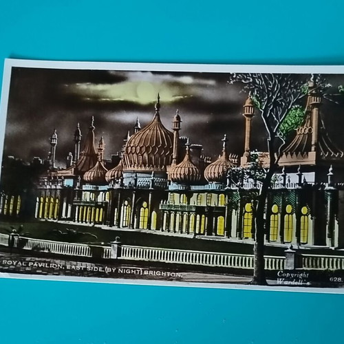 Royal Pavilion vintage hand-colored postcard, like new