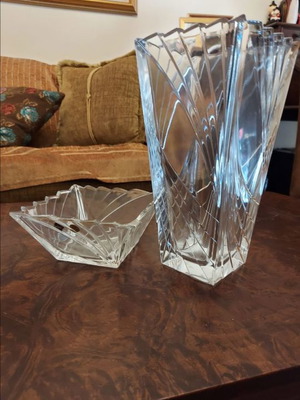 Κρυστάλλινο σετ βάζο και μπολ Bohemia μεταχειρισμένο