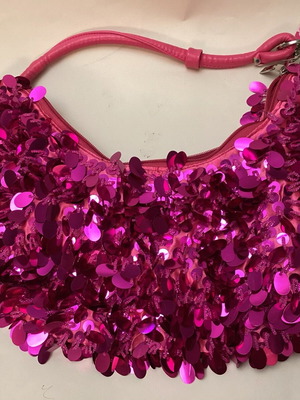 Evening shoulder bag with fuchsia sequins new