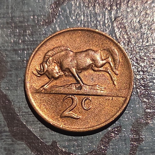 2 Cents South Africa Coin used 1969 Wildebeest Design