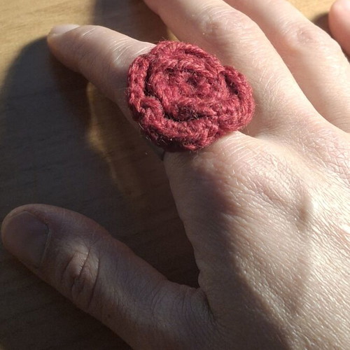 Handmade red knitted ring one size like new
