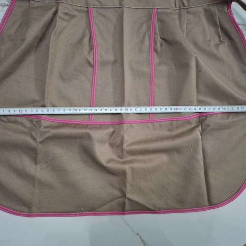 Handmade Waist Apron like new, beige with fuchsia details