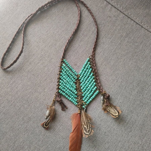 Boho Klaidra necklace like new, brown and turquoise