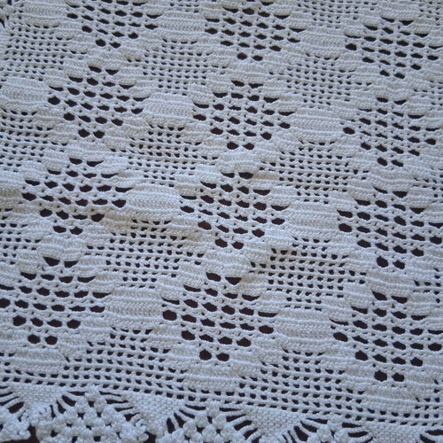 Square doilies set used, handmade crochet, white