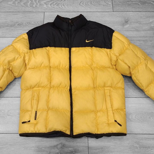 Nike puffer jacket used, yellow and black colorblock