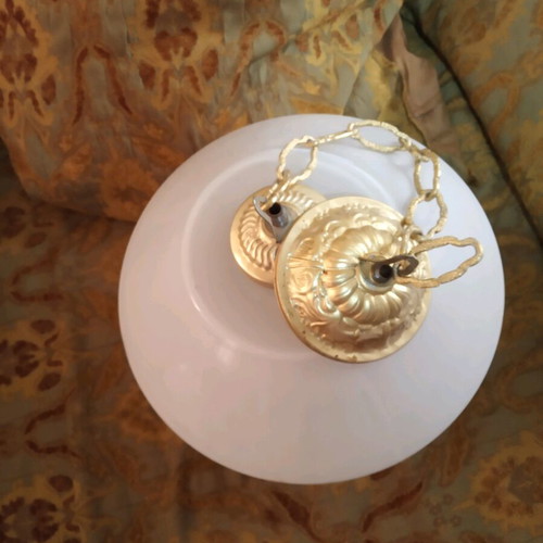 Opaline ceiling light from 1960 used with floral design