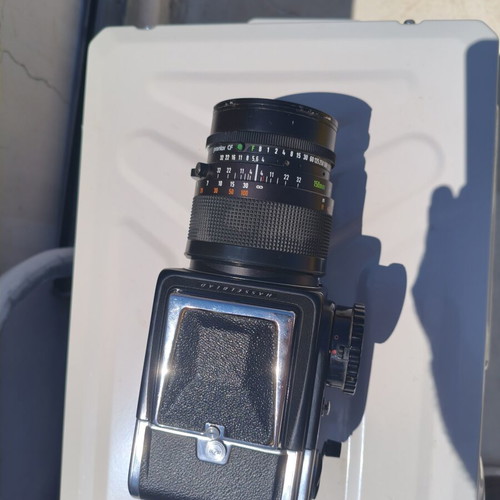 Hasselblad 500CM medium format camera set used with Carl Zeiss Sonnar 150mm and A12 back